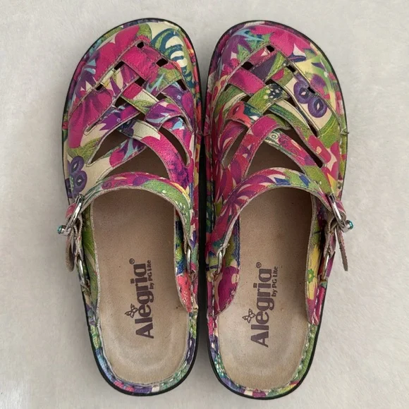 Alegria | Freesia Happy Days Woven Leather Slingback Clogs FRE-525 Floral (38) - Picture 9 of 16